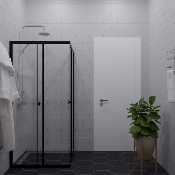 Душевой уголок Saniteco SNT-802 Cube 90х90 без поддона (черный/прозрачное стекло)