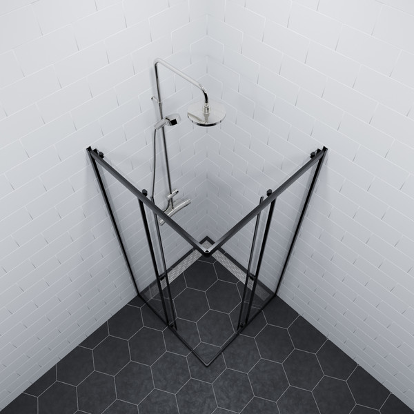 Душевой уголок Saniteco SNT-802 Cube 90х90 без поддона (черный/прозрачное стекло)