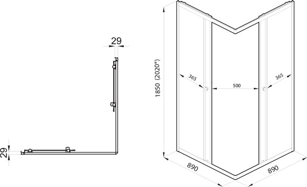Душевой уголок Saniteco SNT-802 Cube 90х90 без поддона (черный/прозрачное стекло)