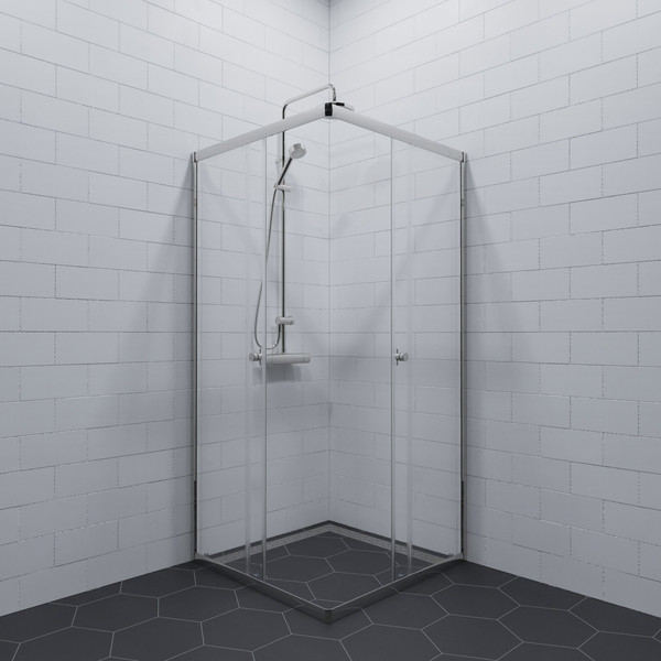 Душевой уголок Saniteco SNT-804 Cube 90х90 без поддона (хром/прозрачное стекло)