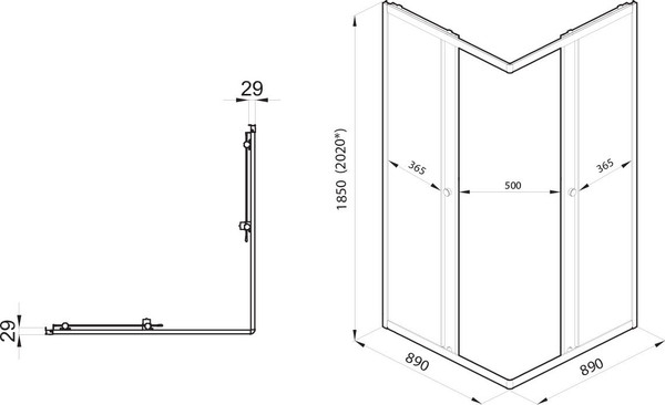 Душевой уголок Saniteco SNT-804 Cube 90х90 без поддона (хром/прозрачное стекло)