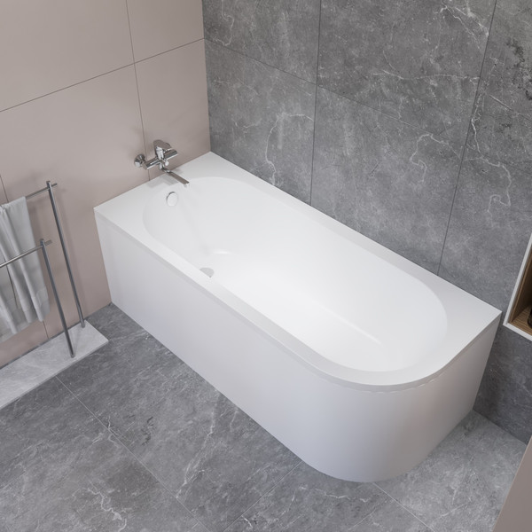 Ванна акриловая Lauter Monaco 170x72.5 / 2113170L (с ножками, лицевым экраном и сифоном 21Y11021 матовый черный)