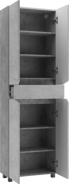 Шкаф-пенал для ванной Домино Vector 60 с одним ящиком (светлый бетон)