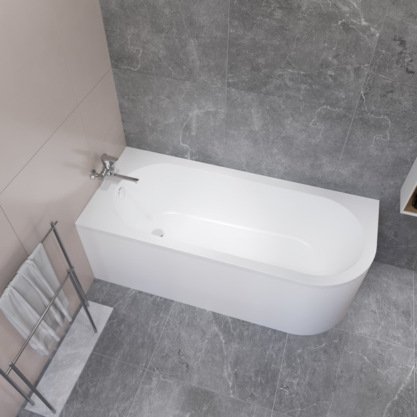 Ванна акриловая Lauter Monaco 170x72.5 / 2113170L (с каркасом, лицевым экраном и сифоном 21Y32000 хром)