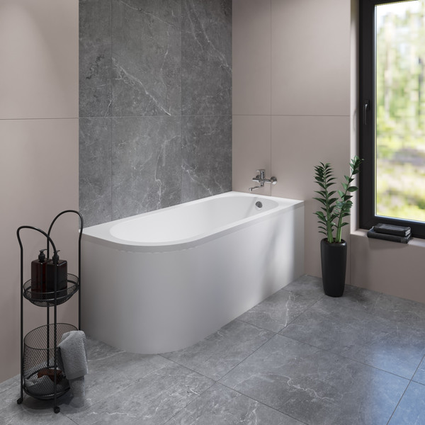 Ванна акриловая Lauter Monaco 170x72.5 / 2113170R (с ножками, лицевым экраном и сифоном 21Y32000 хром)