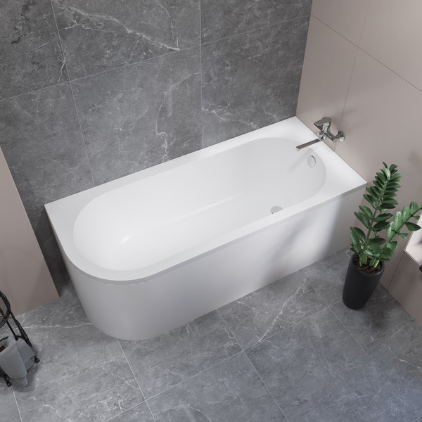 Ванна акриловая Lauter Monaco 170x72.5 / 2113170R (с каркасом, лицевым экраном и сифоном 21Y11021 матовый черный)