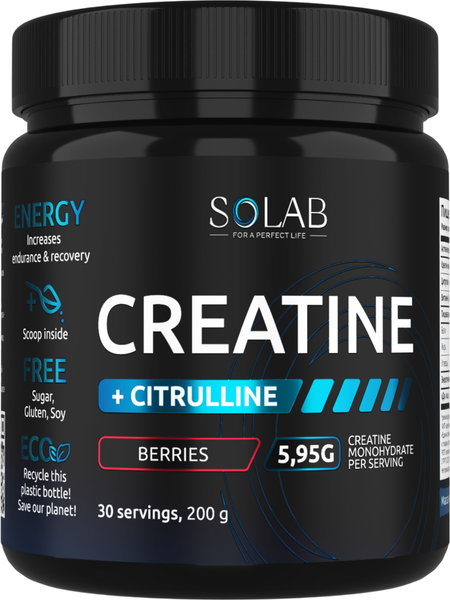 Креатин SOLAB Моногидрат с Таурином, ВСАА - фото