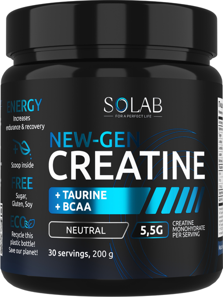 Креатин SOLAB Моногидрат с Таурином, ВСАА - фото