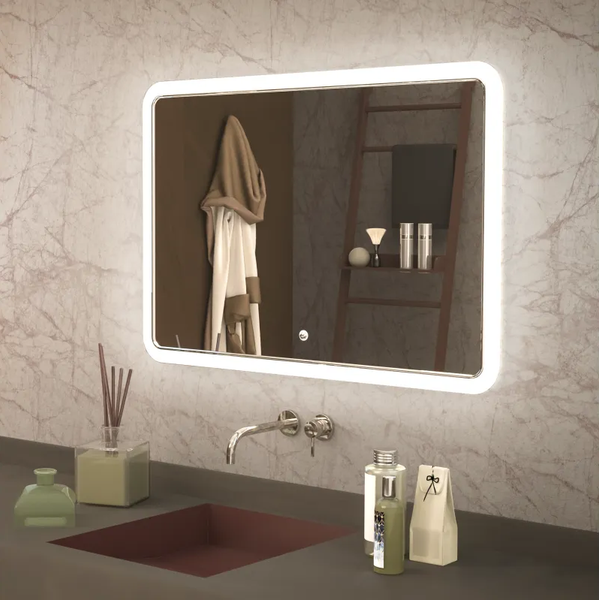 Зеркало Axus Conrad 80x60 Влагостойкое с подсветкой и гравировкой - фото