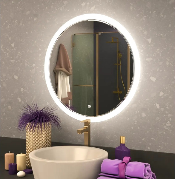 Зеркало Axus Silvio 70x70 Влагостойкое с подсветкой и гравировкой - фото