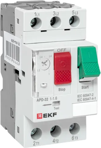 Автоматический выключатель пуска двигателя EKF АПД-32 1.0-1.6А / apd-me-1.6 - фото