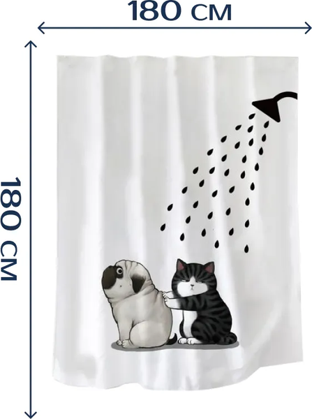 Шторка-занавеска для ванны ILLU 180x180 / LH2431979