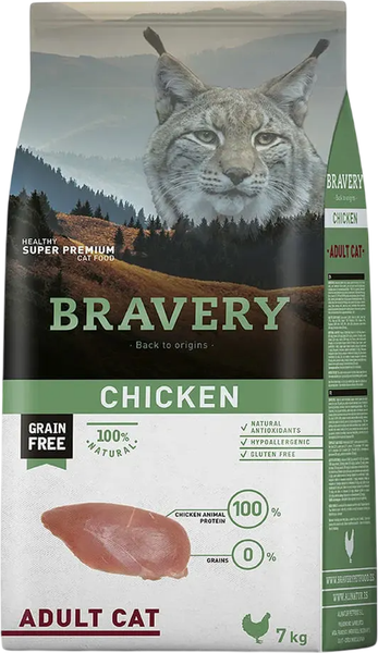 Сухой корм для кошек BRAVERY Монопротеиновый беззерновой с курицей - фото