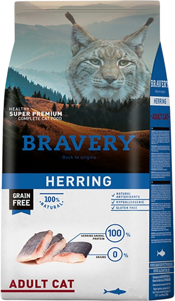 Сухой корм для кошек BRAVERY Монопротеиновый беззерновой с сельдью - фото