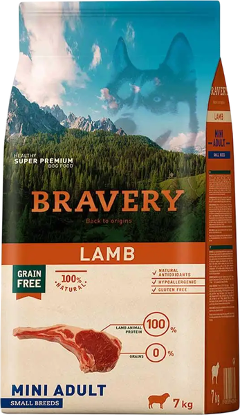 Сухой корм для собак BRAVERY Монопротеиновый беззерновой с ягненком - фото
