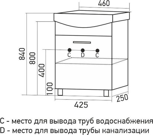 Тумба под умывальник Mixline АлАн-45 / 535684