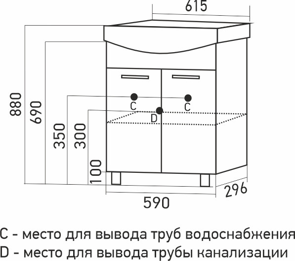 Тумба под умывальник Mixline АлАн-60 / 557682