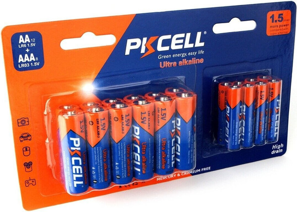 Комплект батареек Pkcell LR6/AA + LR03/AAA 1.5V / LR6(12)+LR03(8) - фото