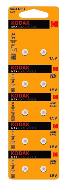 Комплект батареек Kodak Max Button Cell AG12 LR1142 LR43 / KAG12-10 - фото