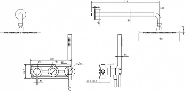 Душевая система со смесителем Abber Wasser Kreis 316 / AF8118BST