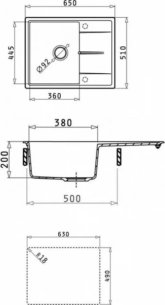 Мойка кухонная Abber Quarz AQ2903B