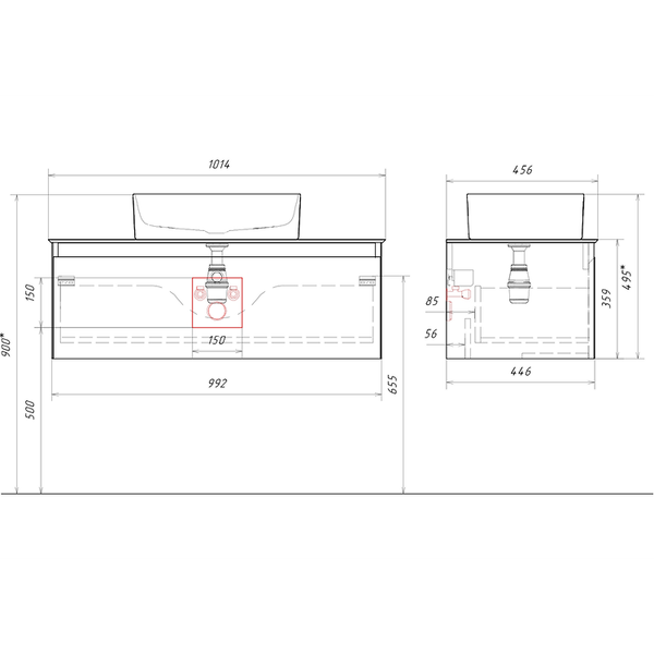 Тумба под умывальник Aqwella Geometria GE01101WM+STG1014X456GS