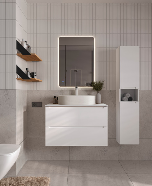 Столешница для тумбы в ванную ЗОВ 2 выреза / M19W60C2