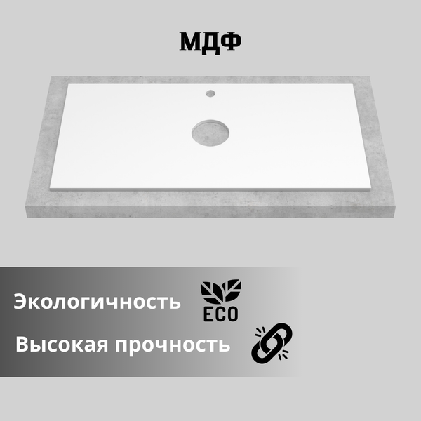 Столешница для тумбы в ванную ЗОВ 2 выреза / M19W100C2