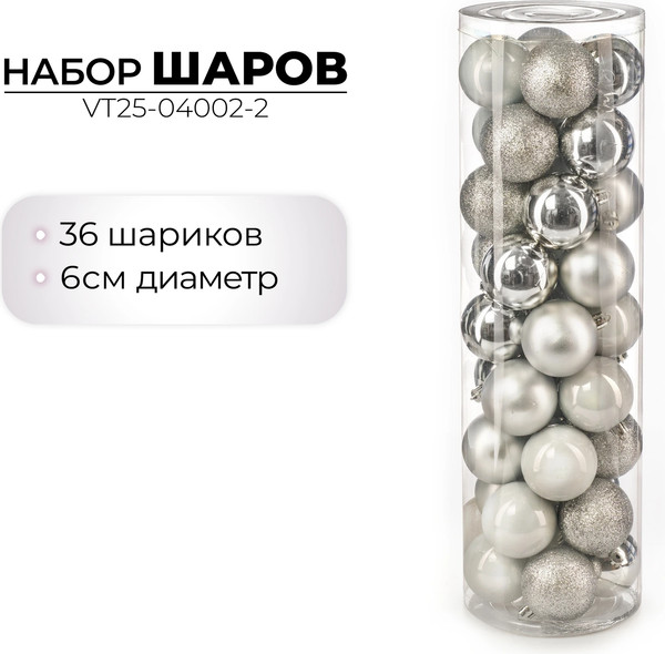 Набор шаров новогодних Ausini VT25-04002-2