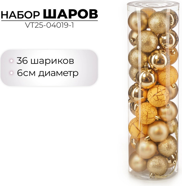 Набор шаров новогодних Ausini VT25-04019-1