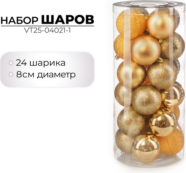 Набор шаров новогодних Ausini VT25-04021-1