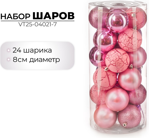 Набор шаров новогодних Ausini VT25-04021-7