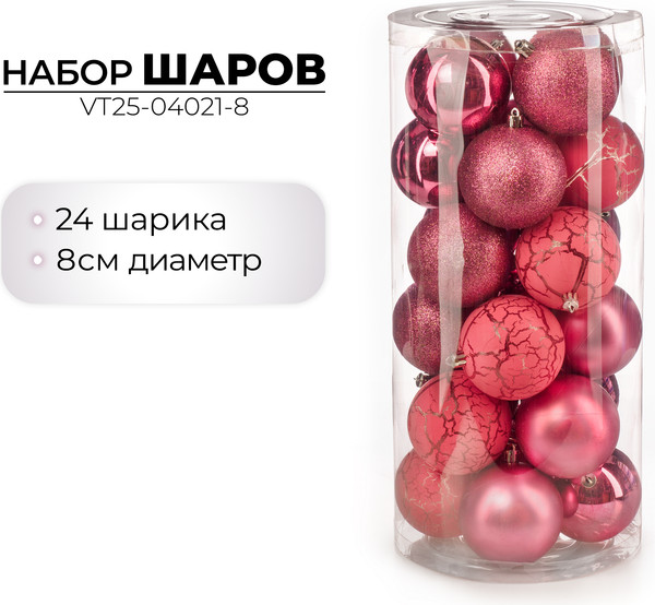 Набор шаров новогодних Ausini VT25-04021-8