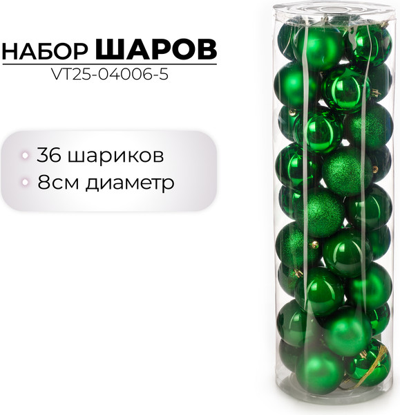 Набор шаров новогодних Ausini VT25-04006-5