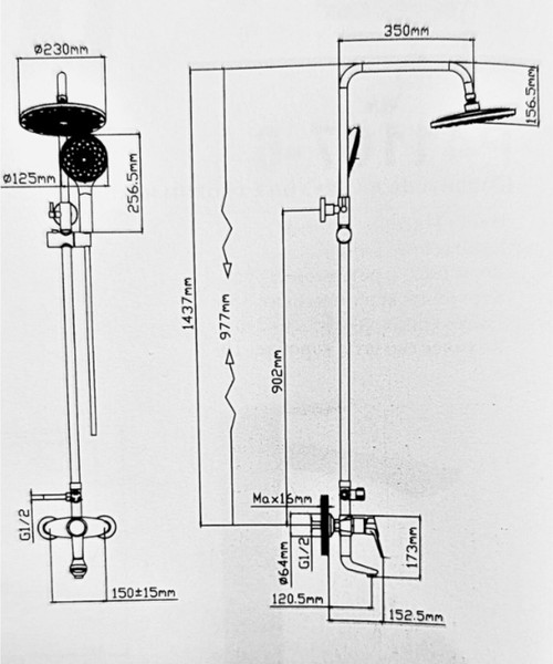 Душевая система со смесителем Potato P35155QH