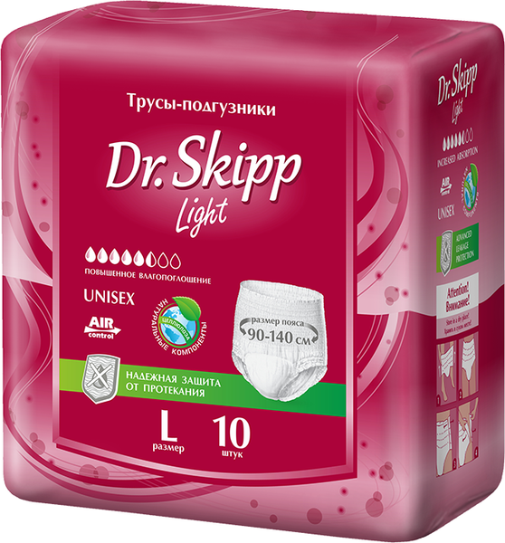 Трусы впитывающие для взрослых Dr.Skipp Light L3 пояс 90-140см - фото