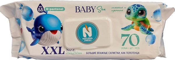 Влажные салфетки детские Natural Fresh Baby Sea XXL - фото