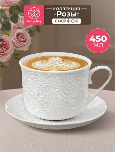 Чашка с блюдцем Elan Gallery Розы / 950446