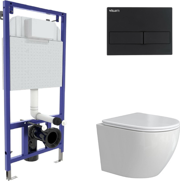 Унитаз подвесной с инсталляцией Berges Okus Rimless + Visam Slim 525 / EX-043387 - фото