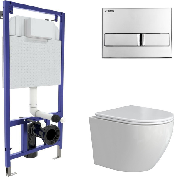 Унитаз подвесной с инсталляцией Berges Okus Rimless + Visam Slim 525 / EX-043386 - фото