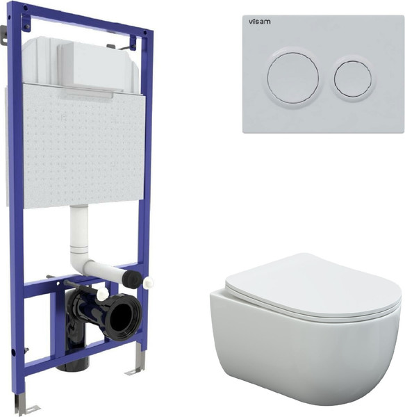 Унитаз подвесной с инсталляцией Berges Ventas Rimless + Visam Slim 525 / EX-043239 - фото