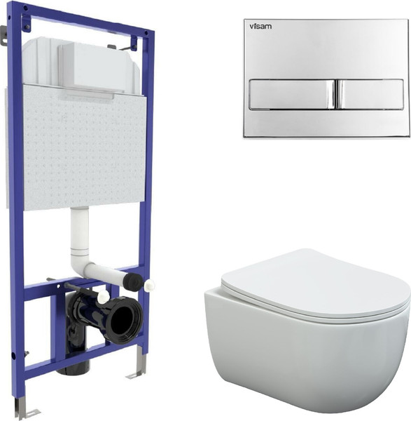 Унитаз подвесной с инсталляцией Berges Ventas Rimless + Visam Slim 525 / EX-043237 - фото