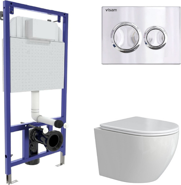 Унитаз подвесной с инсталляцией Berges Okus Rimless + Visam Slim 525 / EX-043389 - фото