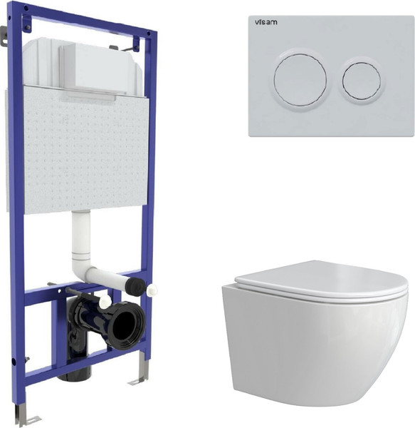 Унитаз подвесной с инсталляцией Berges Okus Rimless + Visam Slim 525 / EX-043391 - фото