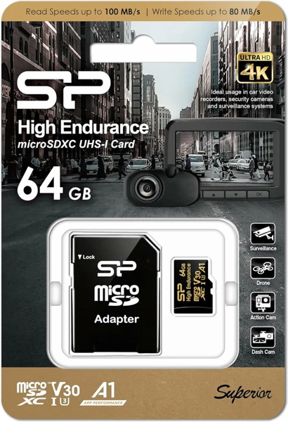 Карта памяти Silicon Power High Endurance microSD 64GB SP064GBSTXDV3V1HSP