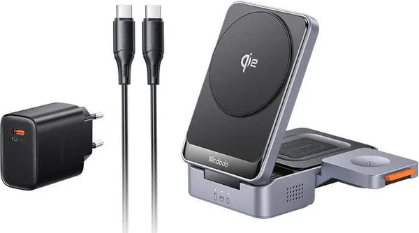 Зарядное устройство беспроводное McDodo CH-5192 22.5W Qi2 3 in 1 Magnetic Wireless Charging Station - фото