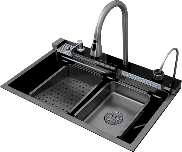 Мойка кухонная со смесителем Cerutti Gloria II nano black - фото