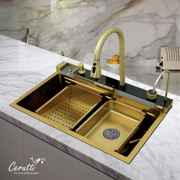 Мойка кухонная со смесителем Cerutti Gloria Nano Gold