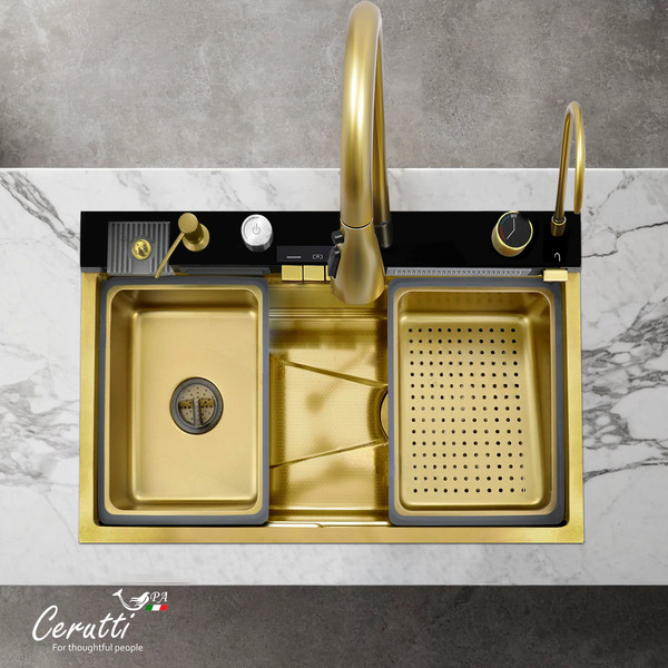 Мойка кухонная со смесителем Cerutti Gloria Nano Gold