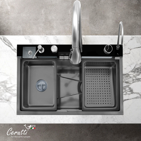 Мойка кухонная со смесителем Cerutti Gloria Pro Nano Black